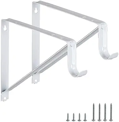 Closet Rod Brackets 11x9.5in, 2 Pack Closet Shelf Brackets, White