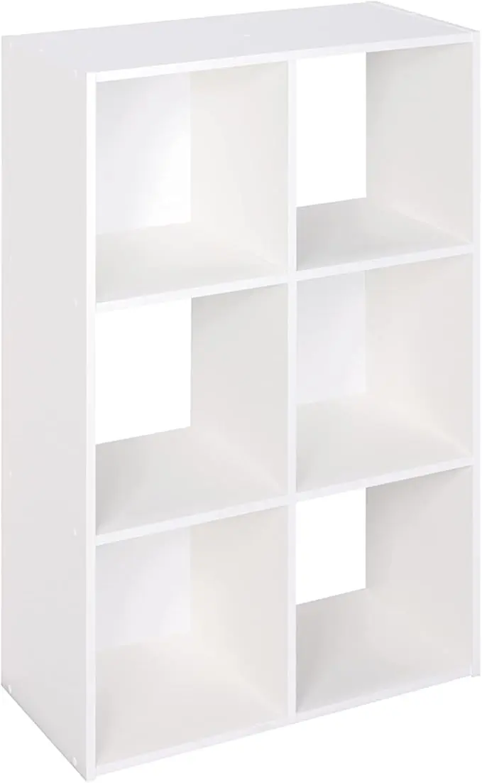 ClosetMaid Cubeicals 6 Cube Storage Shelf Organizer Bookshelf, Stackable, Vertical or Horizontal, Easy Assembly, Wood, White Finish