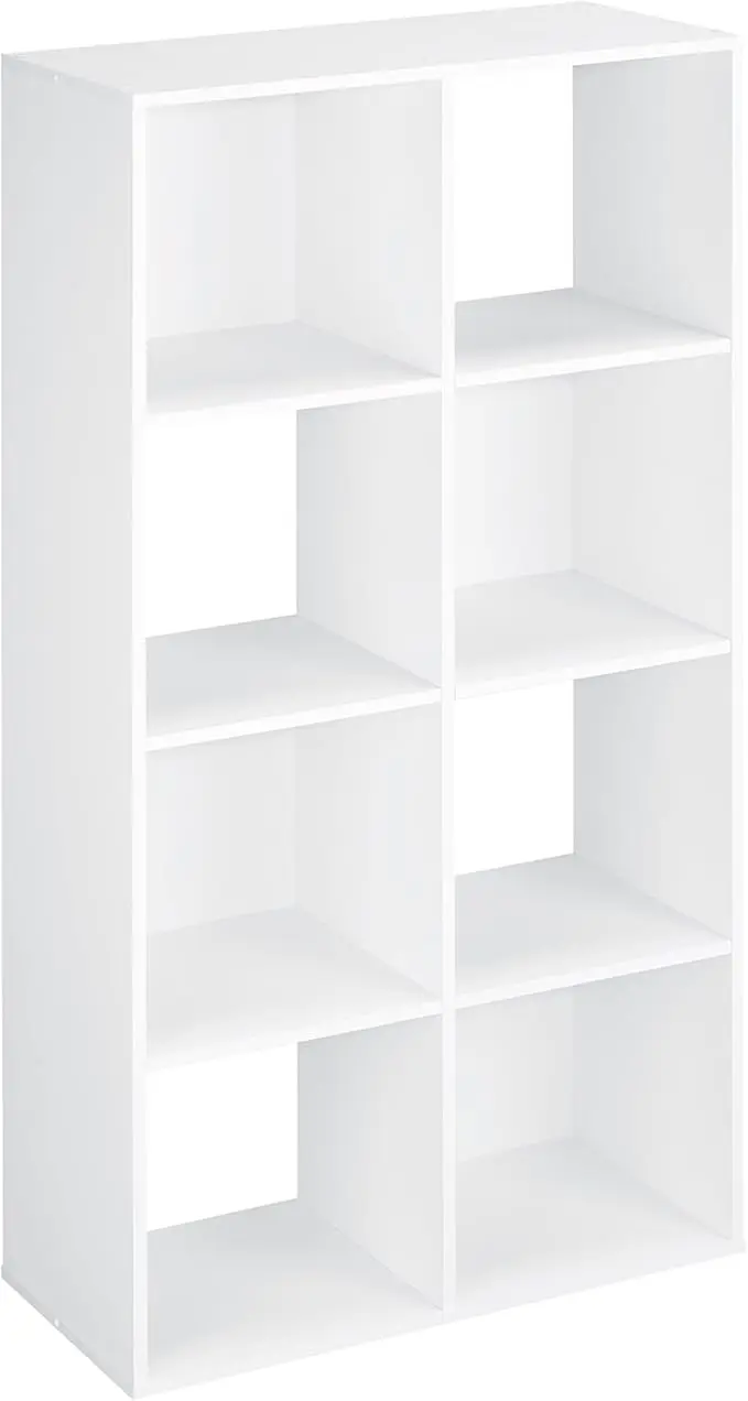 ClosetMaid Cubeicals 8 Cube Storage Shelf Organizer Bookshelf, Stackable, Vertical or Horizontal, Easy Assembly, Wood, White Finish