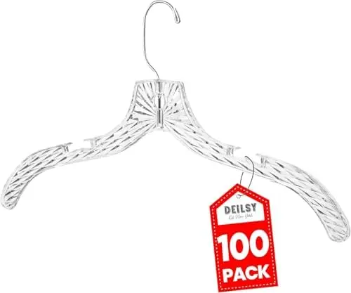 Clothes Hangers 100 Pack Crystal Clear Plastic Hangers
