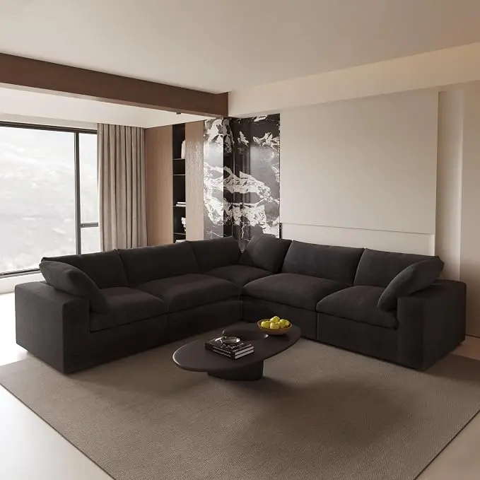Cloud Modular Sectional Sofa Couch, 120.45" V Shaped Convertible Couches