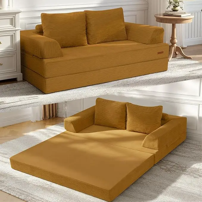 COMAX Convertible Sofa Bed Queen, Folding Floor Couch Corduroy Fold Out Couch
