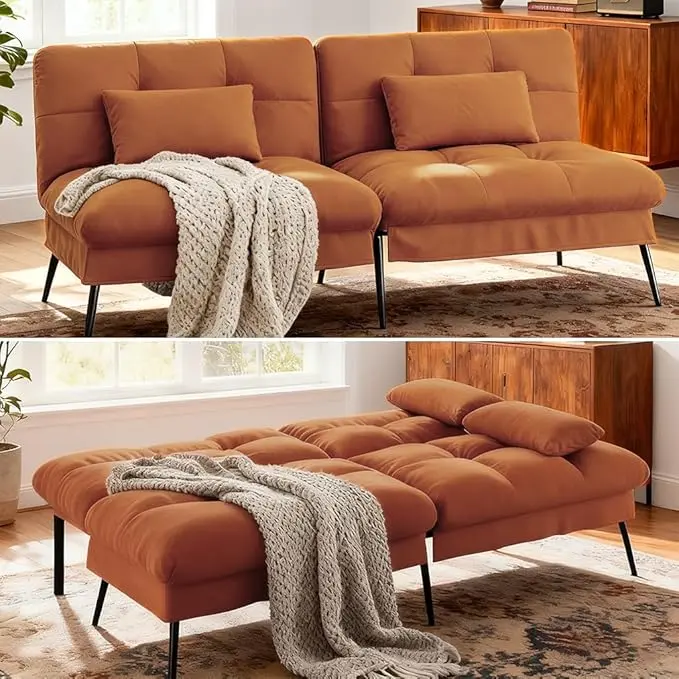 COMHOMA 72″ Futon Sofa Bed, Convertible Fabric Futons Couch