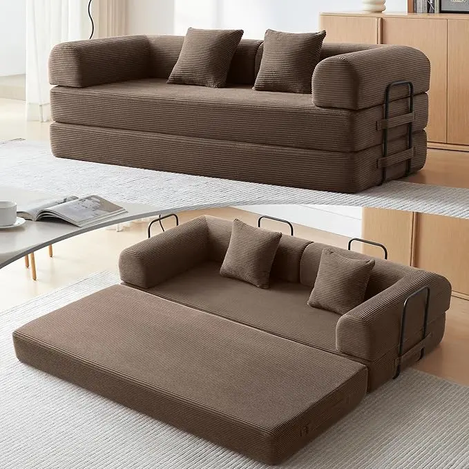 Convertible Modular Sleeper Sofa Bed, Mid Century Modern Decor Love Seat Memory