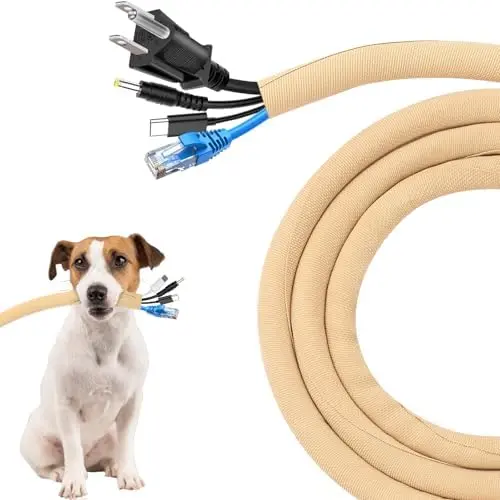 Cord Protectors from Pets No Chew, 25FT - 1/2 Inch - Beige