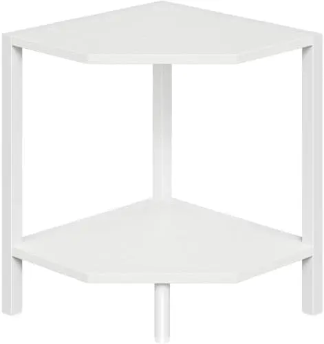 Corner Shelf Stand, 2 Tier Industrial Corner Bookshelf