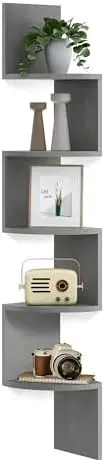 Corner Shelf Wall Mount, 5-Tier Floating Corner Bookshelf