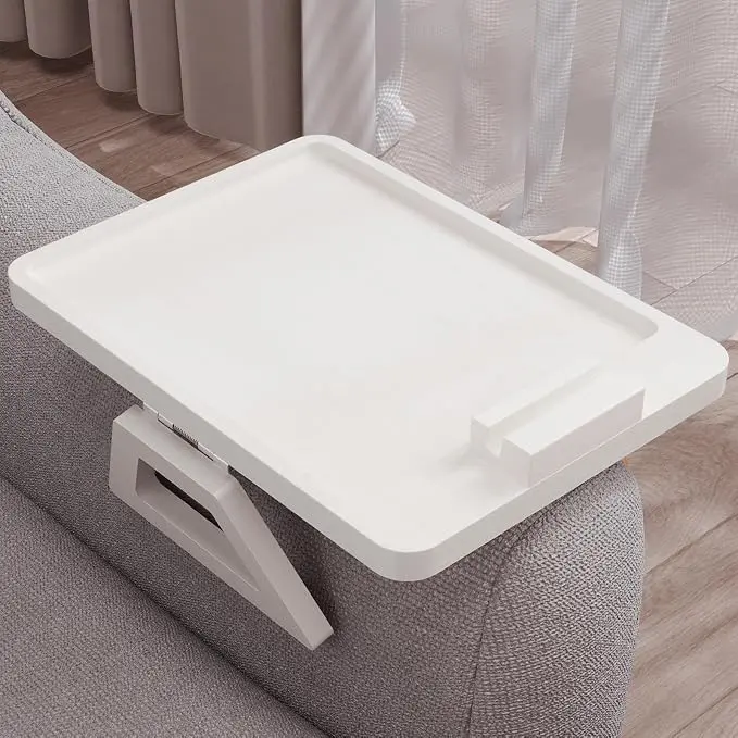Couch Arm Tray with 360°Phone, Bamboo Folding Sofa Tray, Sofa Armrest Trays