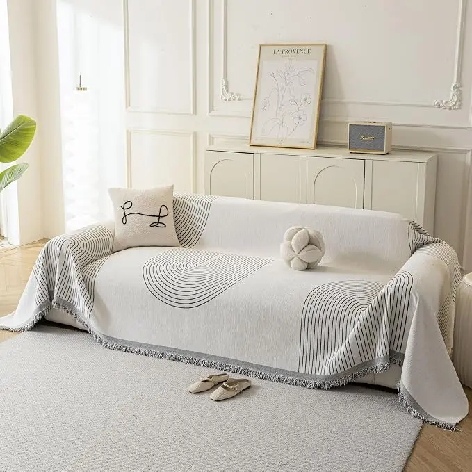 Couch Cover for Dogs, Boho Sofa Covers for 3 Cushion Couch, Chenille Sofa
