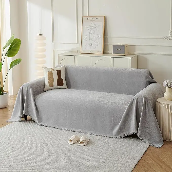 Couch Cover for Dogs, Boho Sofa Covers for 3 Cushion Couch, Chenille Sofa