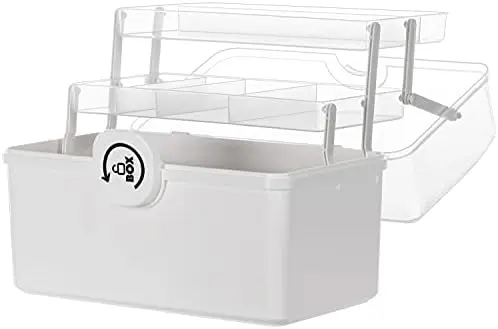 Craft Organizers and Storage, Clear/White, 13.4x7.5x8.9 In