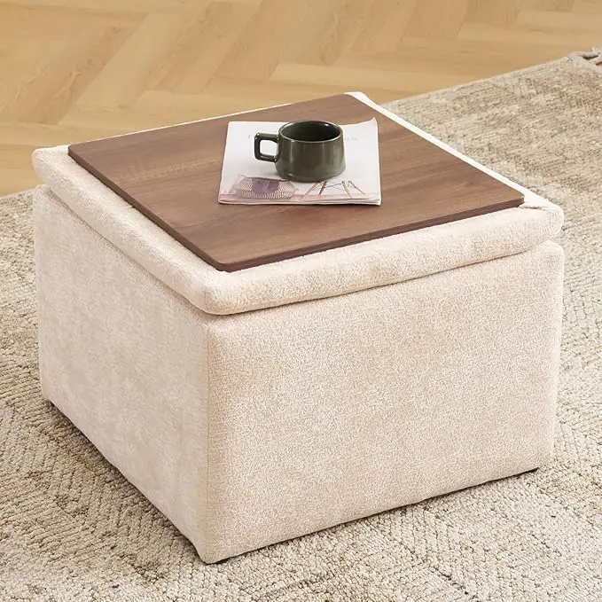 Cube Storage Ottoman, Chenille Ottoman Foot Stools, Ottoman Footstool