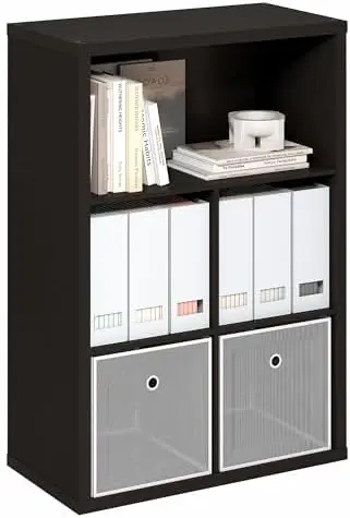 Cubicle 5-Cube Book Shelf, Extra Thick Frame Bookshelf, Dark Oak