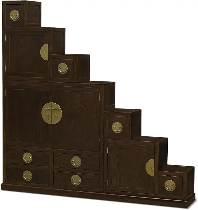 Dark Espresso Elmwood Ming Style Asian Step Tansu