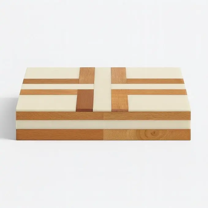 Decorative Storage Box, Handmade Chevron Pattern, Boho Style, Multipurpose Gift Box (white and mango, 12X4X2.5 Inch)