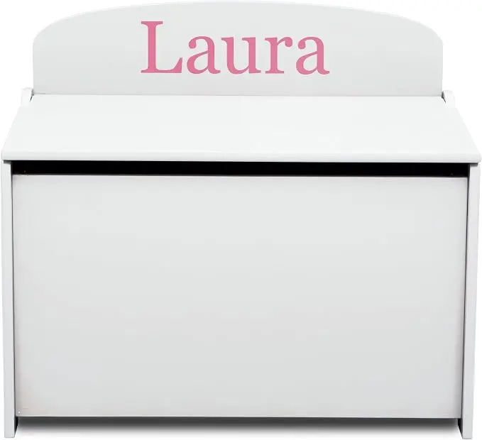 Delta Children Personalized MySize Deluxe Toy Box, Bianca White