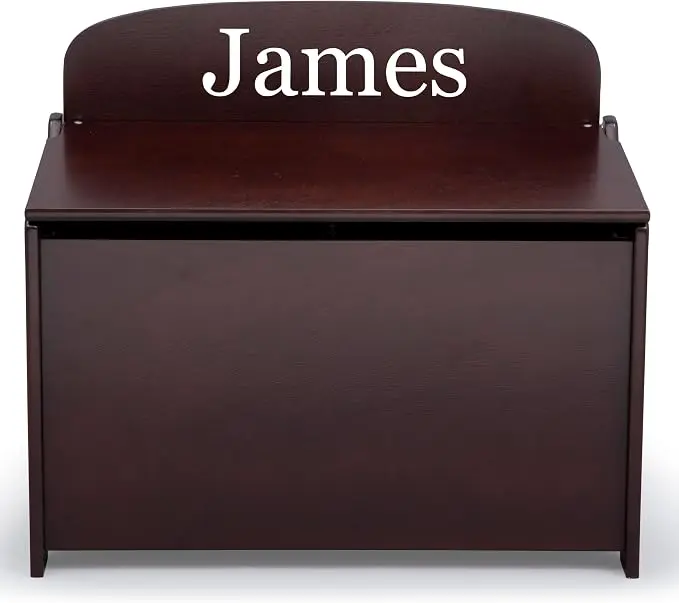 Delta Children Personalized MySize Deluxe Toy Box, Dark Chocolate