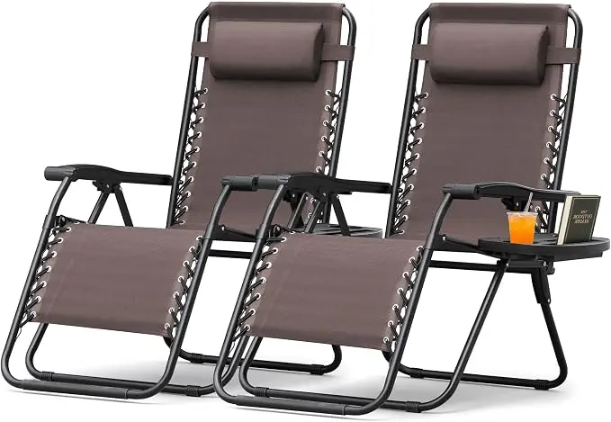 Devoko Patio Zero Gravity Chair Outdoor Folding Adjustable Reclining Chairs