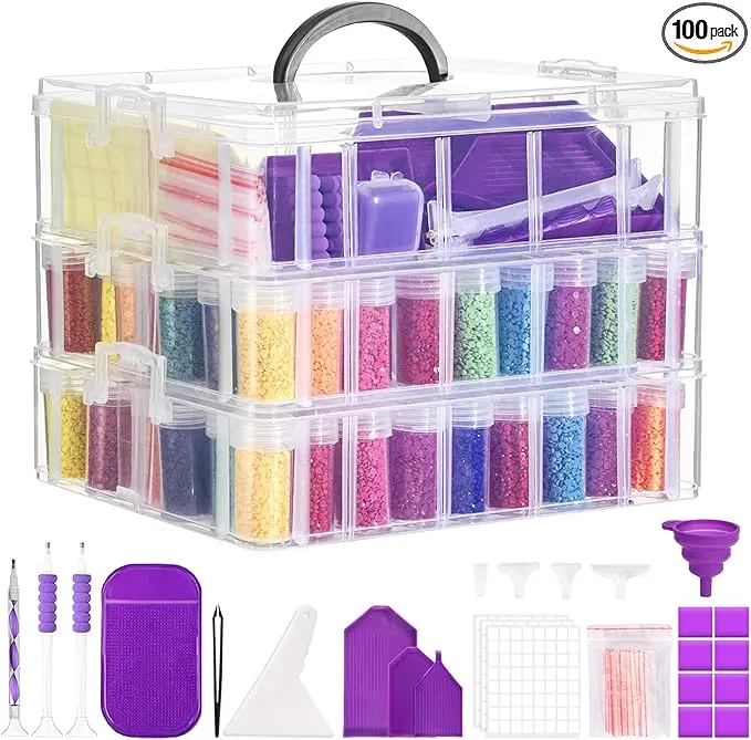 Diamond Painting Storage Container 3 Tier 100 Slots Bead Organizer
