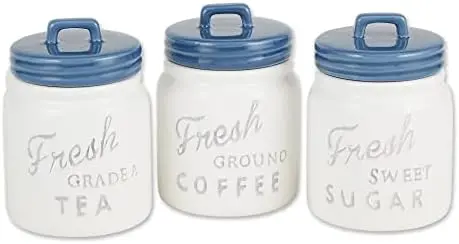 DII Kitchen Accessories Collection Ceramics, Jar Canister Set, Blue, 3