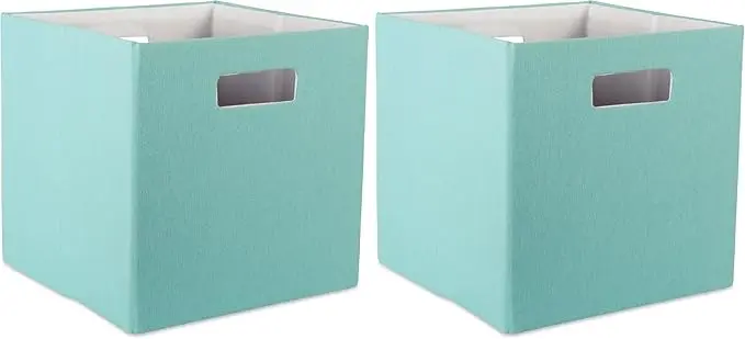 DII Poly-Cube Storage Collection Hard Sided, Collapsible Solid, Small, Aqua (Pack of 2)