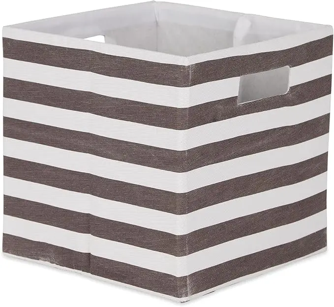 DII Polyester Cube Storage Collection Collapsible Hard Sided Bin, 13x13x13, Brown