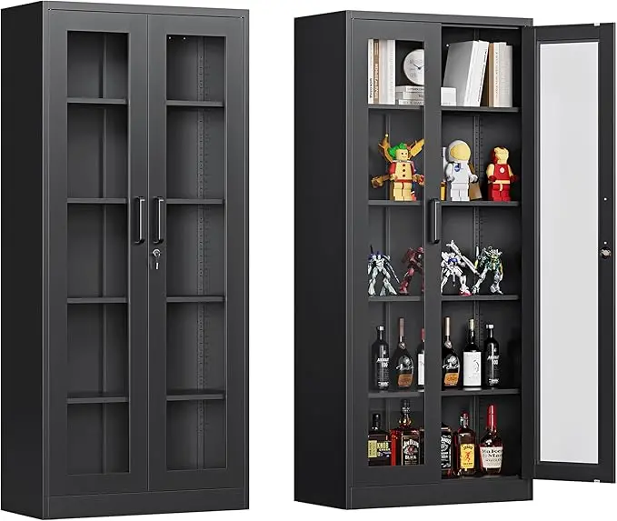 Display Cabinet with Glass Doors, Display Case Cabinet