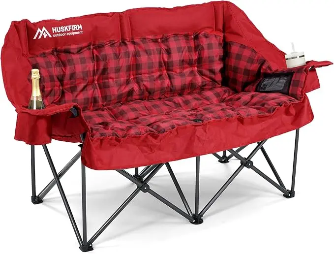 Double Camping Chairs Padded Loveseat Chair