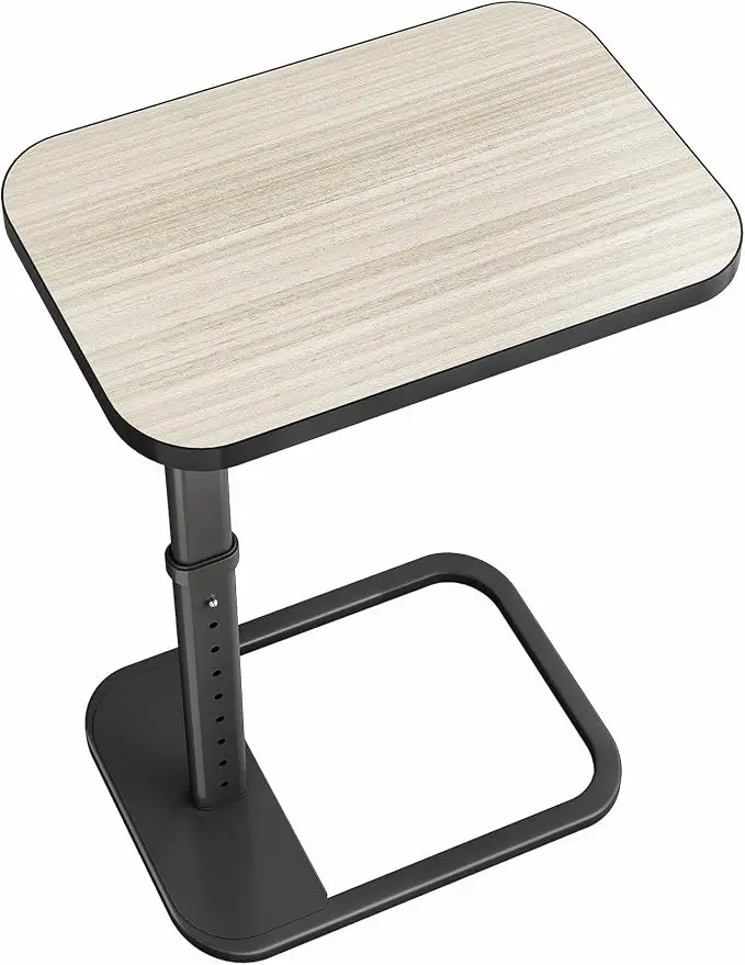 Driftwood Grey TV Tray Table, Adjustable Height & Rounded Metal Corners