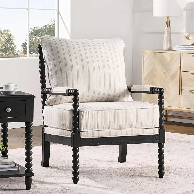 DUHOME Linen Fabric Spindle Accent Chair