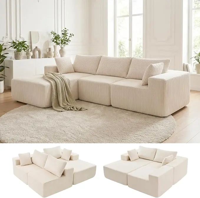 DUMOS 108" Boneless Couch, Cloud Sectional Couch