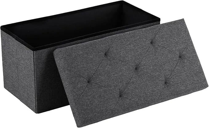 DUMOS 30 Inch Folding Storage Ottoman Bench, Large Hidden Storage Chest