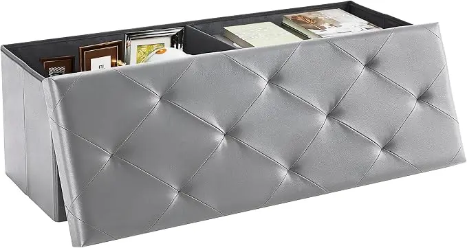 DUMOS 43 Inch Folding Storage Ottoman Bench, Large Storage Chest withThicker