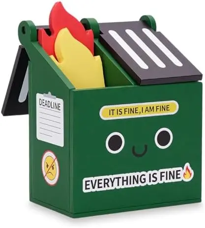Dumpster Fire Pencil Holder with 100 PCS Flame Sticky Notes