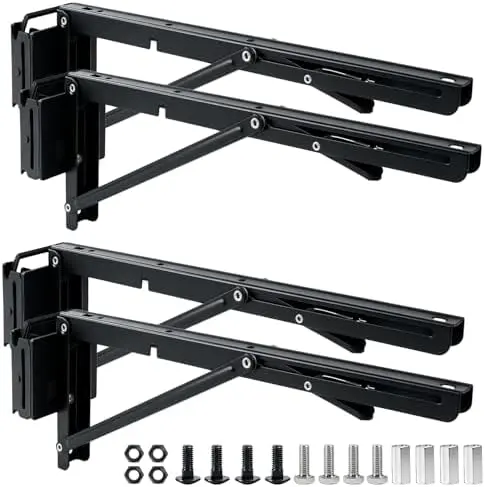 E Track Shelf Bracket, 14" Foldable 4 Pack Steel for Trailers/Vans