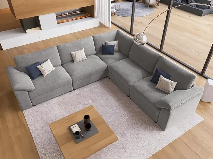 EASE MOOSE Oversized L Shape Sectional Modular Sofa,Comfty Chenille Sectional