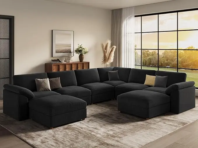 EASE MOOSE Oversized L Shaped Sectional Modular Sofa, Large U Shaped Sectional