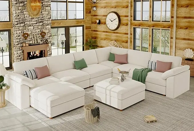 EASE MOOSE Oversized Sectional Modular Sofa,Comfty U Shape Sectional FSC