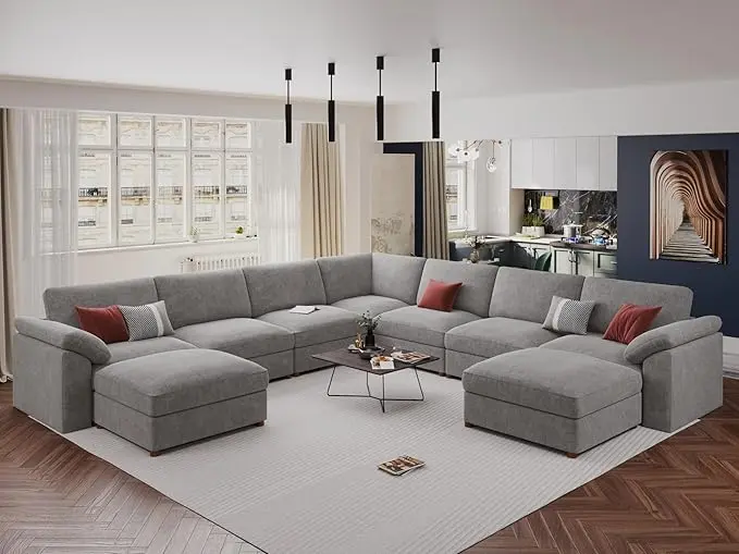 EASE MOOSE Oversized Sectional Modular Sofa, U Shape Sectional Couch Wide Deep