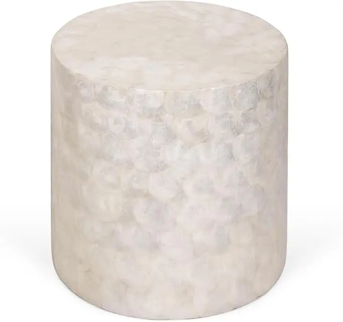 East at Main Capiz Shell Side Table – White Accent Table, Small Decorative