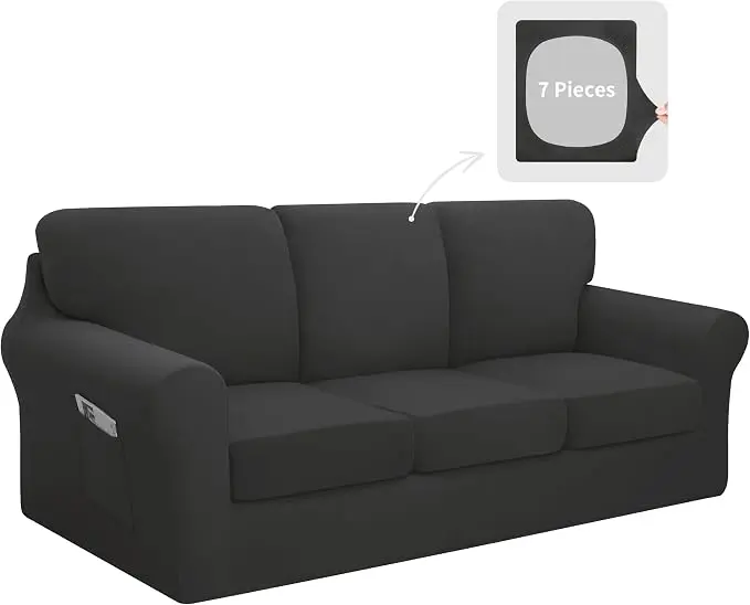 Easy-Going 7 Pieces Stretch Couch Cover Washable Sofa Cover Set