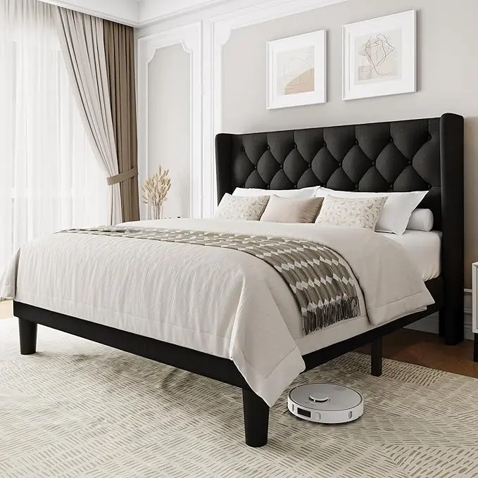 Einhomn Black Queen Size Platform Bed Frame