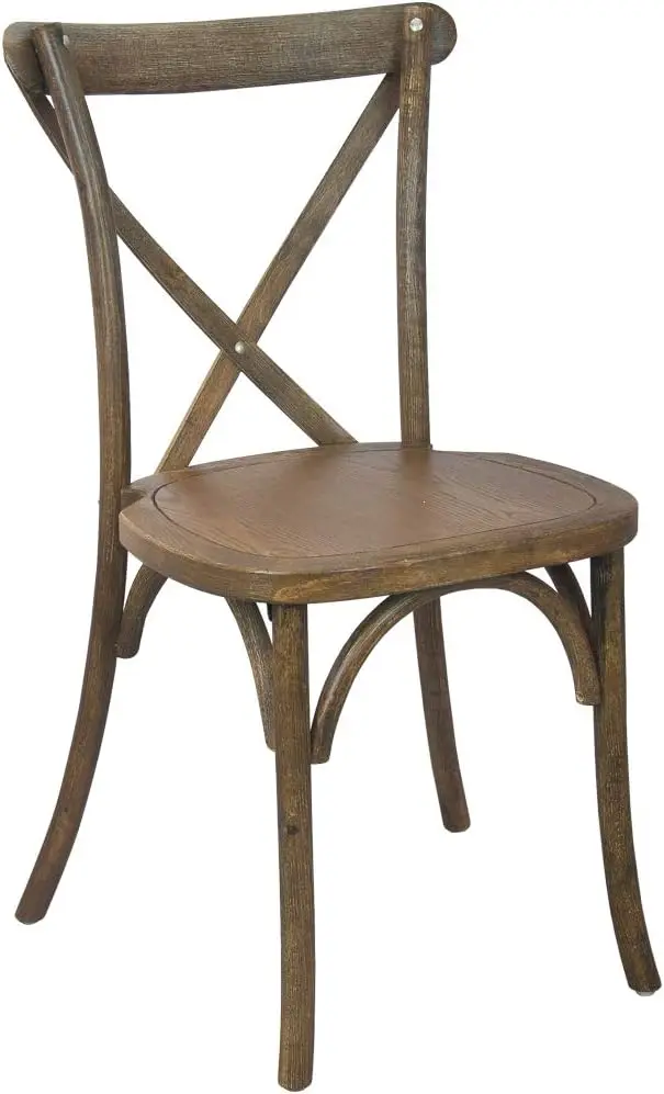 EMMA + OLIVER Hand Scraped Dark Natural X-Back Chair