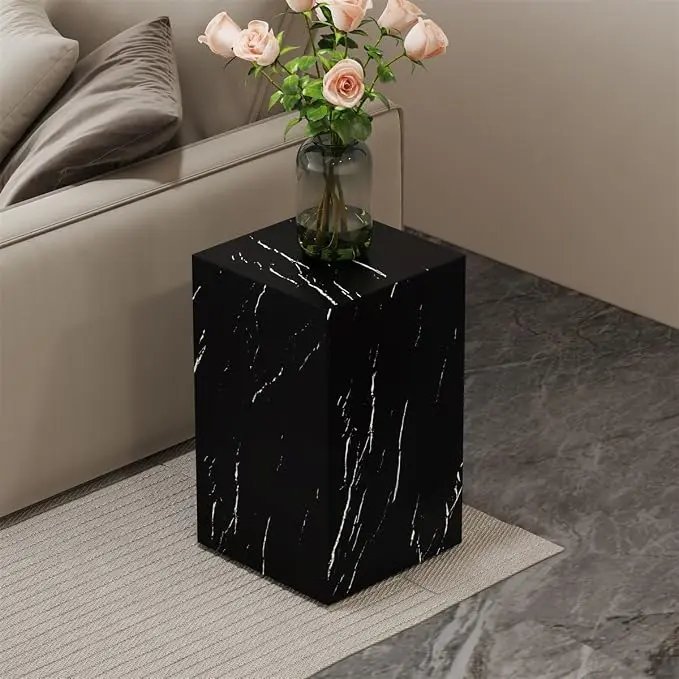 End Table, Side Table Living Room Table, Faux Marble Sofa Couch Bedside