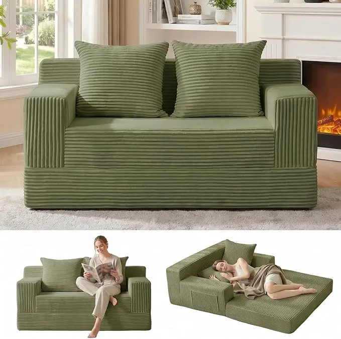 Erament Boneless Loveseat Convertible Sofa Bed, Folding Floor Futon Sleeper