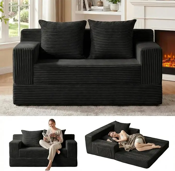 Erament Loveseat Boneless Convertible Sofa Bed, Folding Floor Futon Sleeper