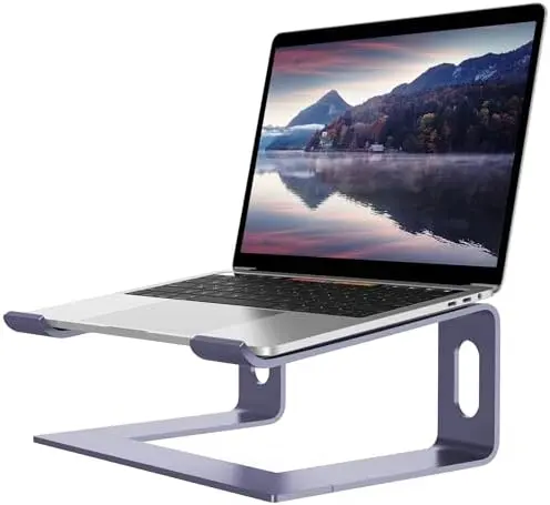 Ergonomic Laptop Stand, Aluminum Desk Riser, 10-15.6", Light Purple