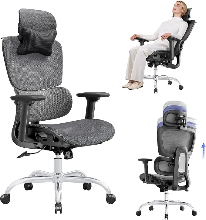 Ergonomic Office Chair with 3D Headrest, Computer Chair with Adjustable