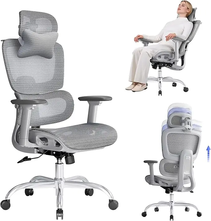 Ergonomic Office Chair with 3D Headrest, Computer Chair with Adjustable