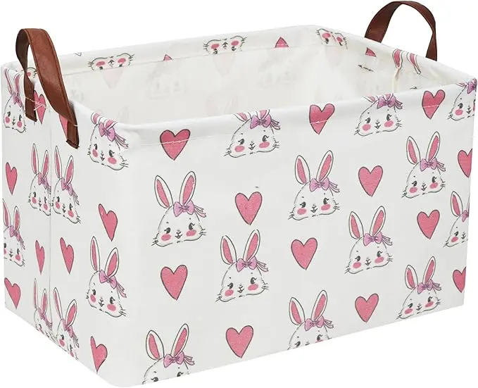 Essme Rabbit Rectangular Collapsible Storage Basket, Kids Toy Organizer, Shelf Basket, Easter Gift (Rabbit)